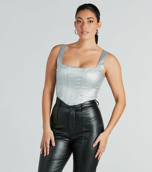 Top corset con pedrería