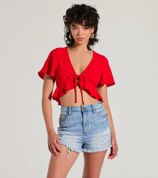 Blusa crop de amarrar