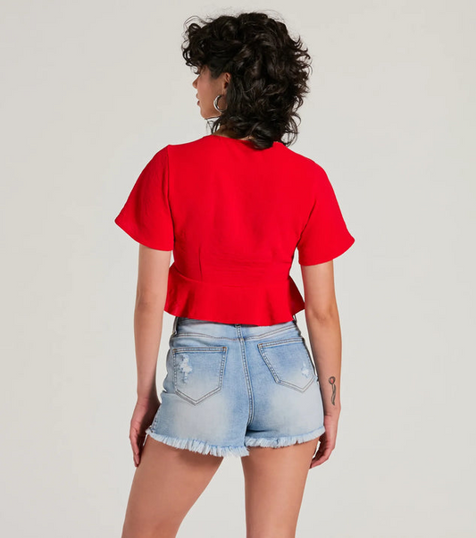 Blusa crop de amarrar