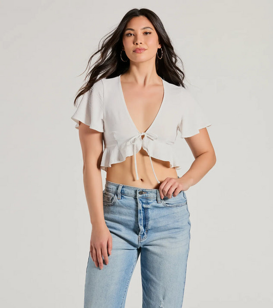 Blusa crop de amarrar