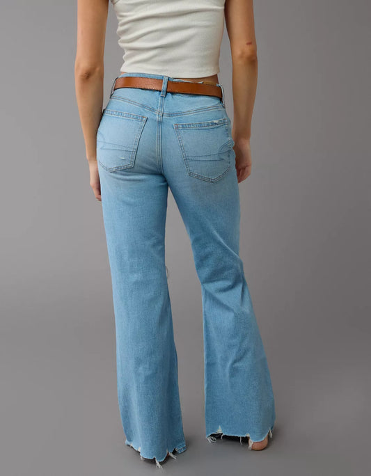 Low rise baggy flare jeans