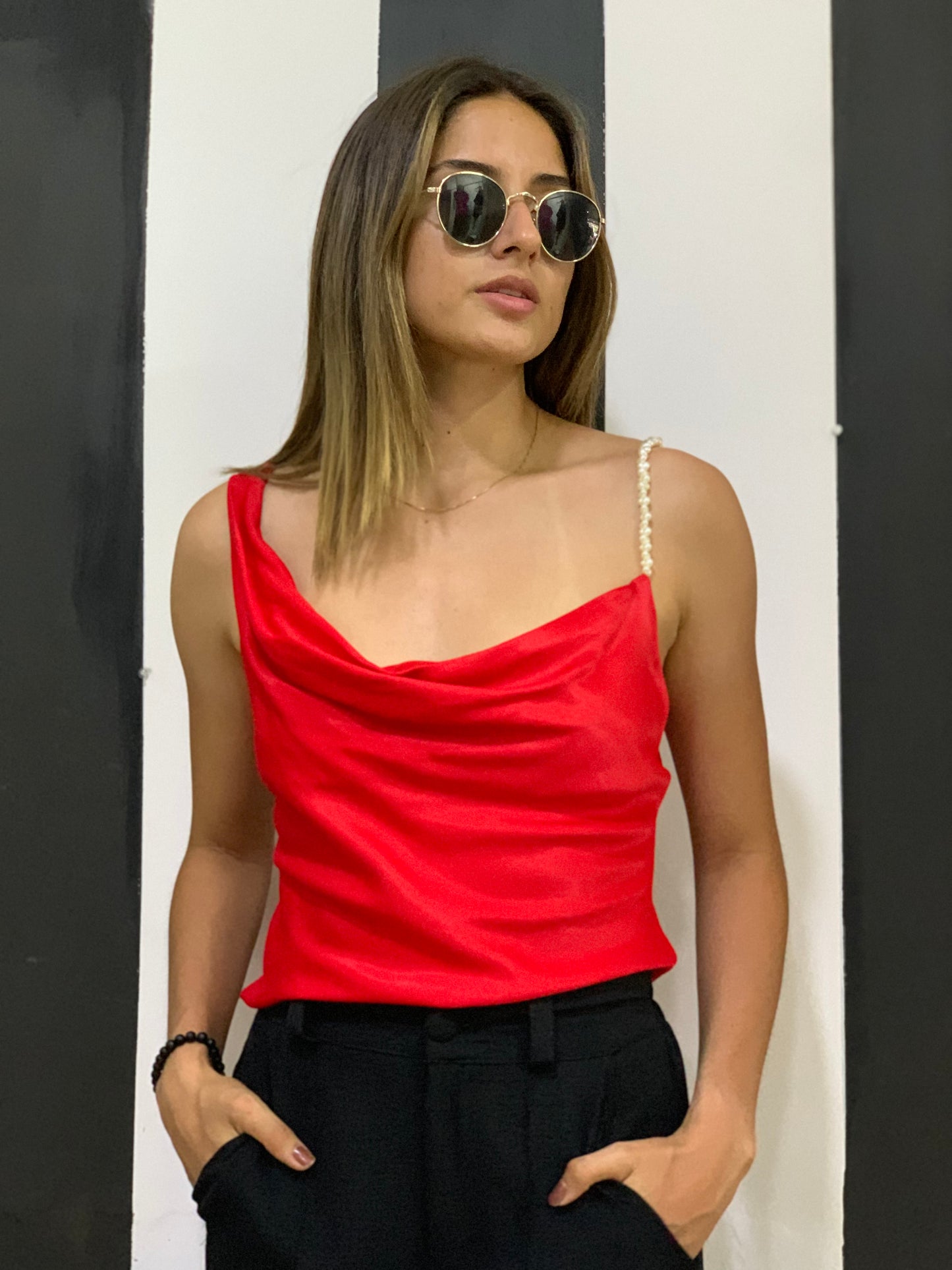 Blusa con  tiros de amarrar