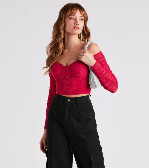 Blusa manga larga con transparencia